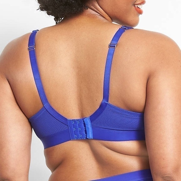 CACIQUE micro sateen fishnet boost balconette bra in blueberry 46F NWT. - Picture 2 of 4